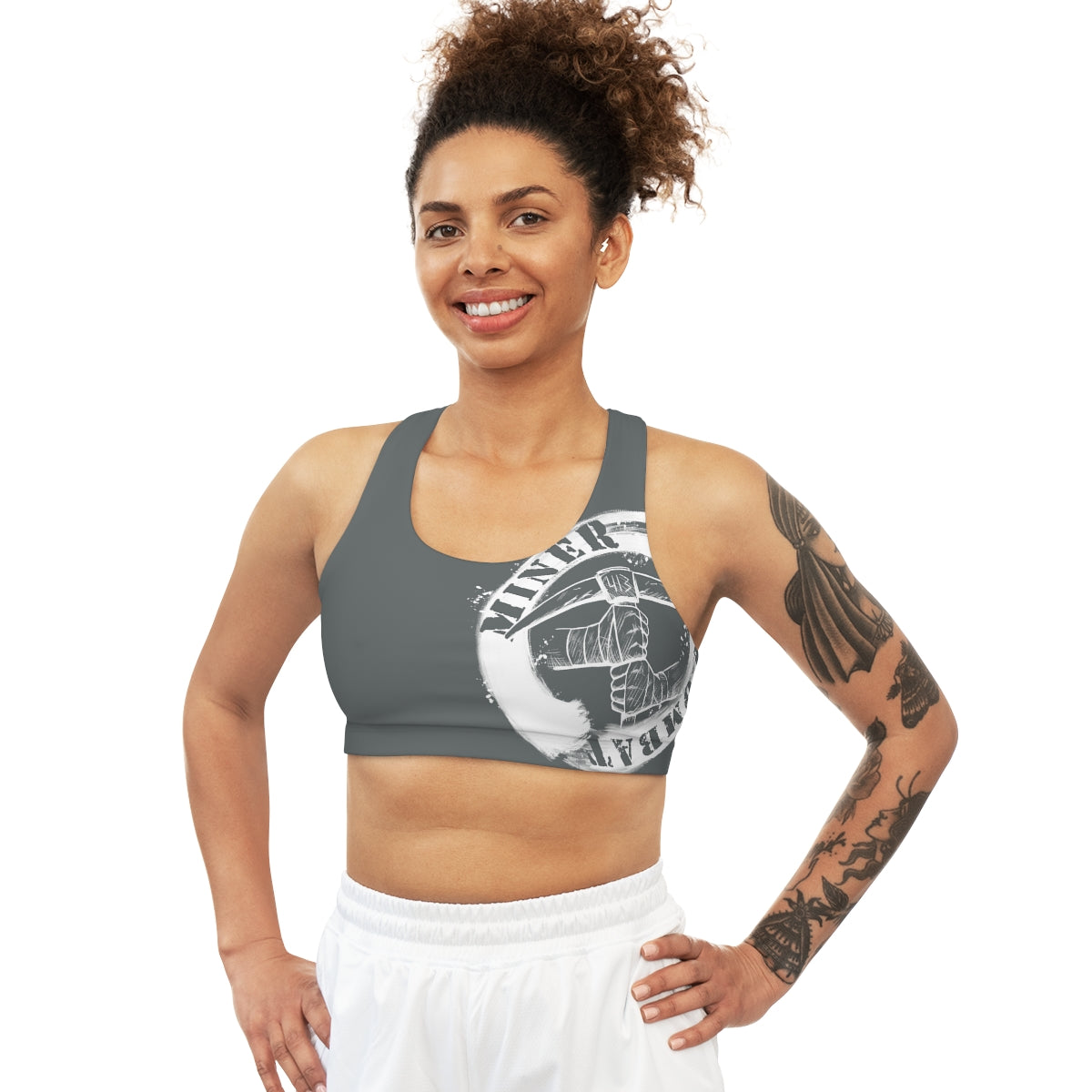 GREY- Seamless Miner Combat Sports Bra