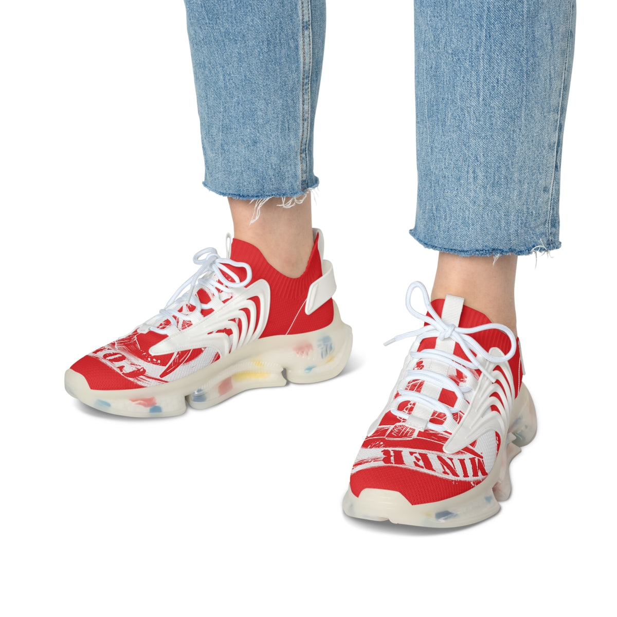 Women's Red Mesh Sneakers