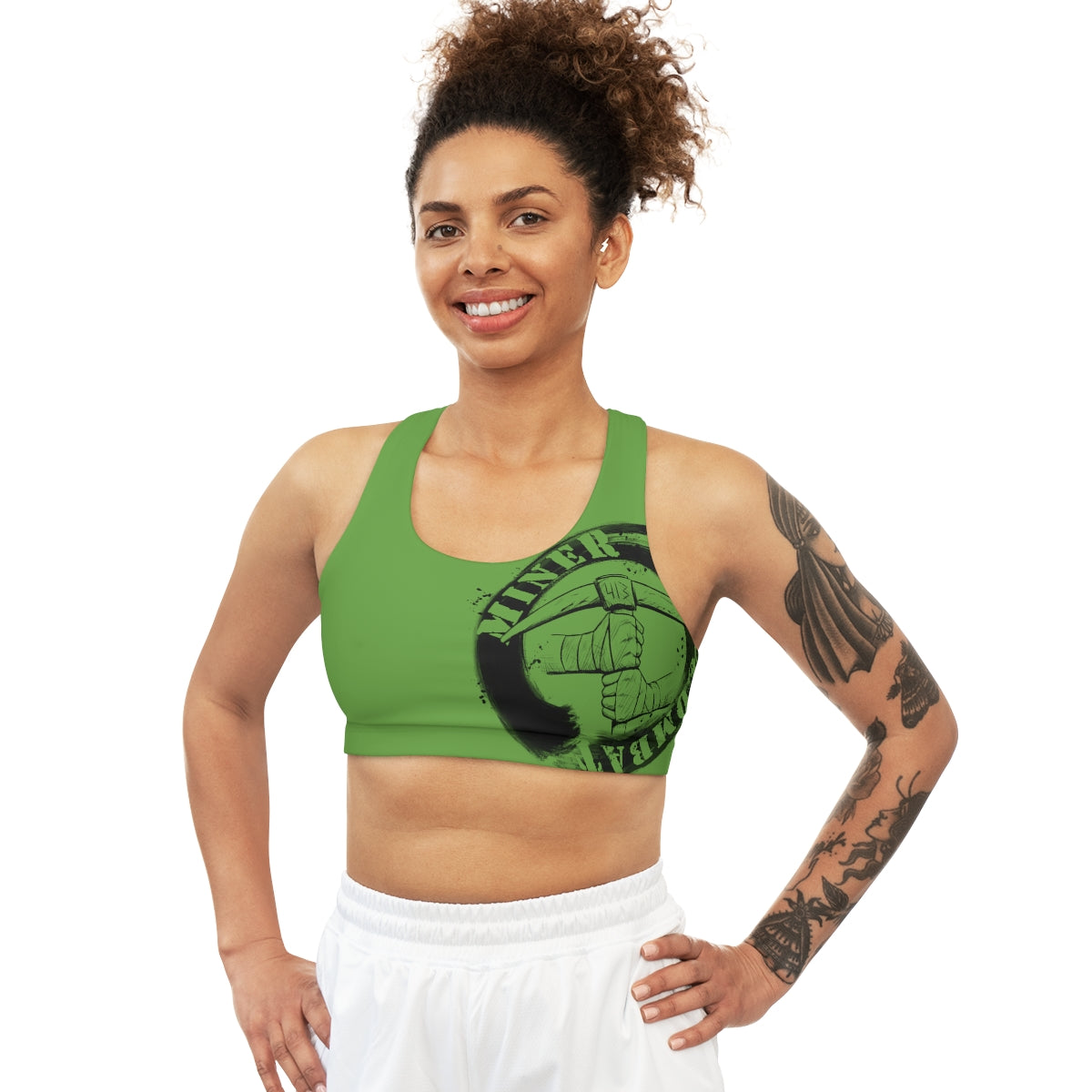 GREEN- Seamless Miner Combat Sports Bra