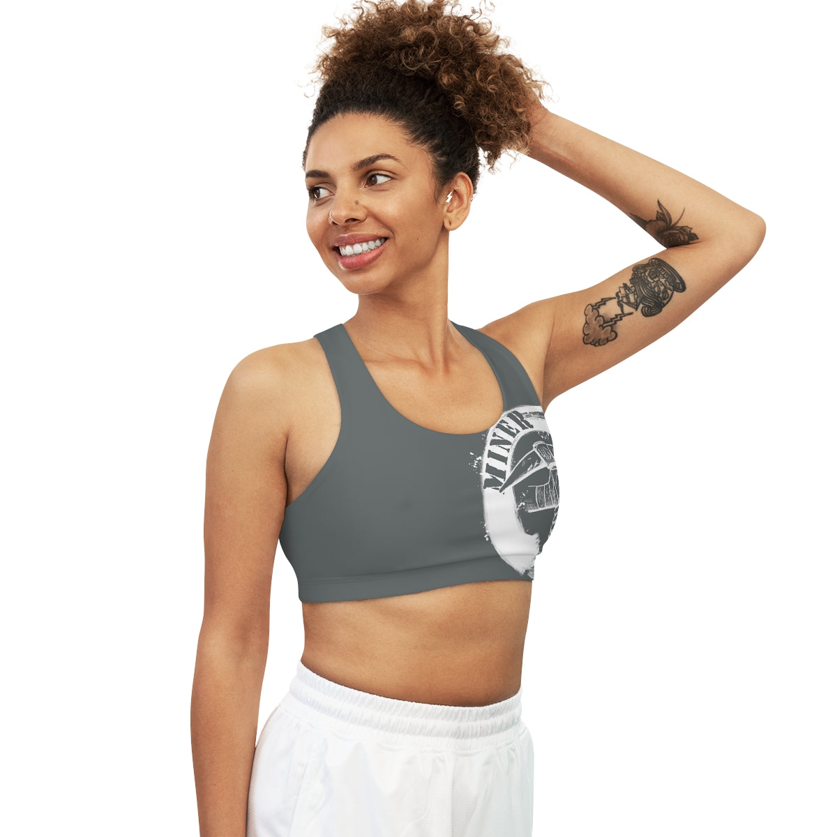 GREY- Seamless Miner Combat Sports Bra