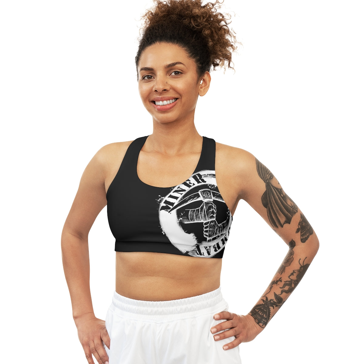 BLACK- Seamless Miner Combat Sports Bra